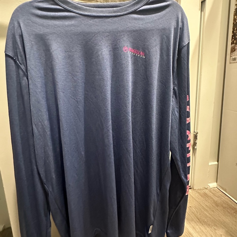 Columbia Navy Long Sleeve Shirt with Pink Logo